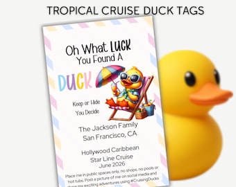 Editable Cruise Duck Tags, Printable Template (Digital Instant Download)