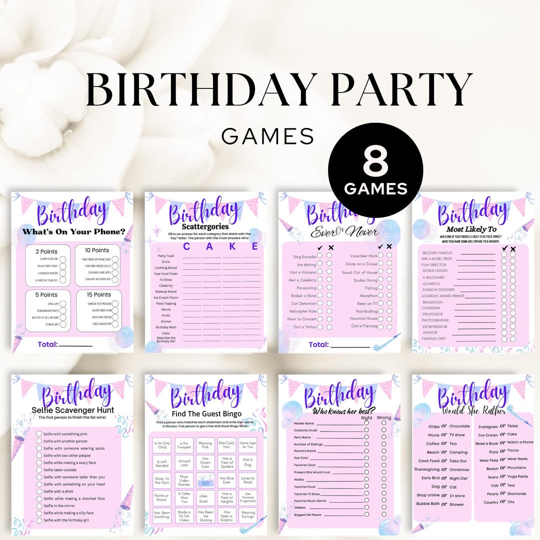 Teens Birthday Party Games Printable Birthday Activity for Tweens