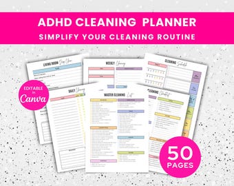 EDITABLE Cleaning Planner, Cleaning Schedule Checklist, ADHD Cleaning ...