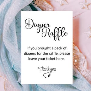 Diaper Raffle Sign Table Sign for Baby Shower Game Printable Shower Decor 8x10