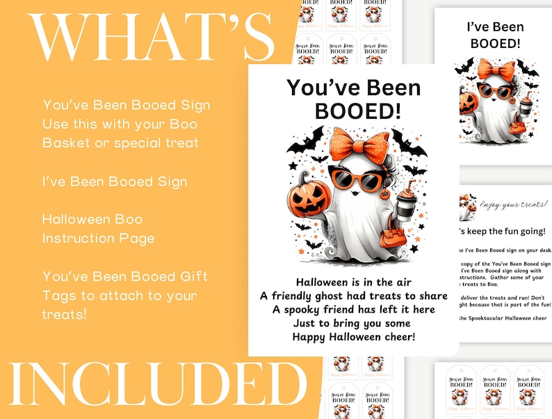 You’ve Been Booed Sign Printable I’ve Been Booed Gift Tags Cute Halloween Printable for Boo ...