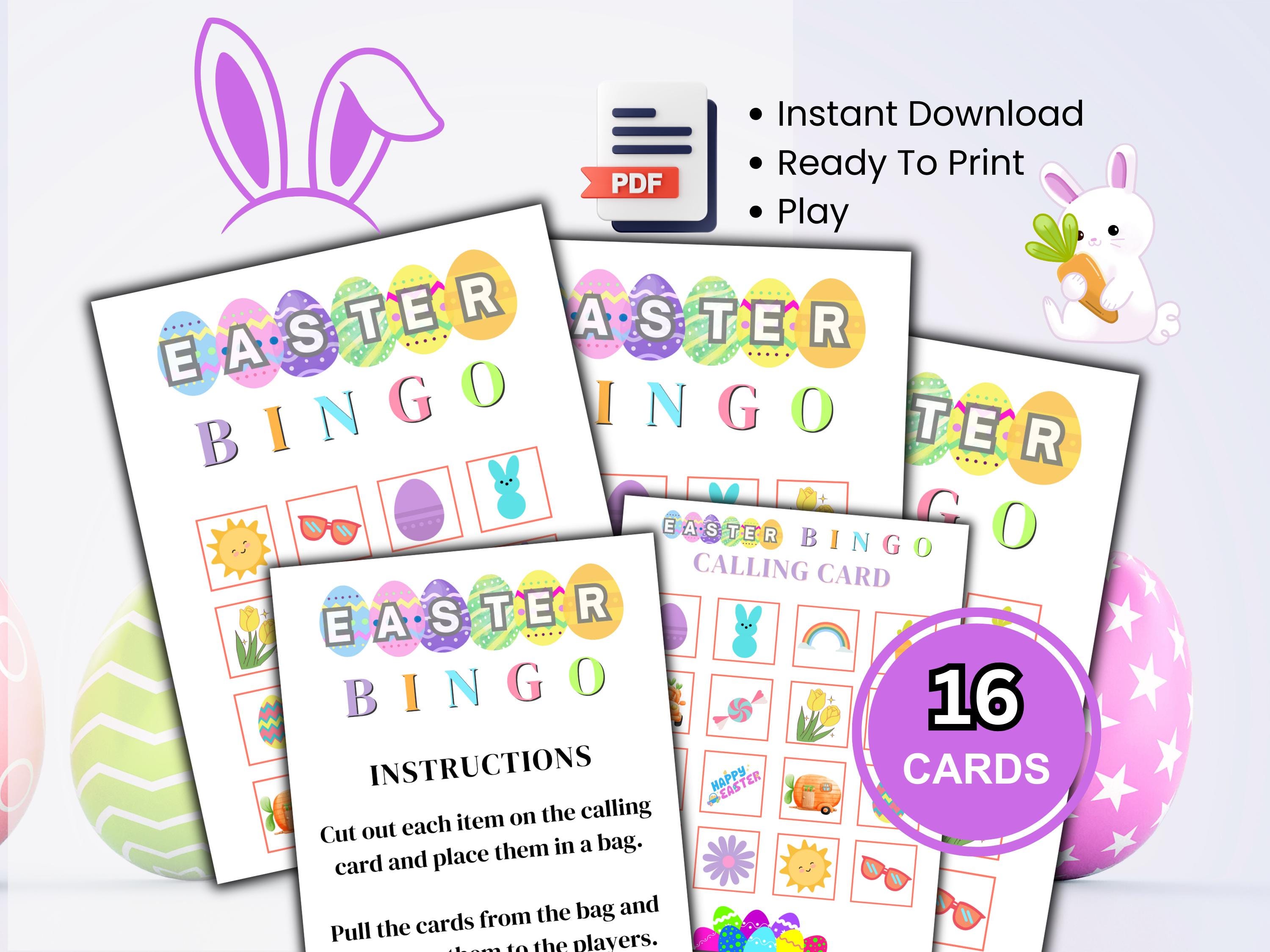 Easter Bingo Game, Printable Kids Bingo Cards, Preschool Kindergarten ...