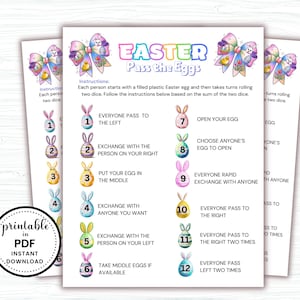 Easter Pass the Egg Dice Game, Printable Pass the Parcel Left Right Game, Instant Digital Download PDF
