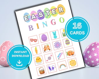 16 Easter Bingo Cards Printable Game For Kids and Adults Spring Bingo Classroom Activity Small Group Bingo Boards