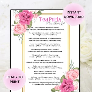 Pass the Gift Game Printable for Tea Party or Bridal Shower