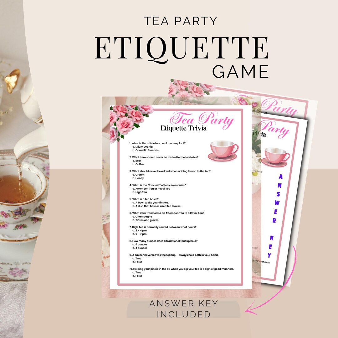 Tea Party Etiquette Game Printable Ladies Afternoon Tea Party Theme for ...