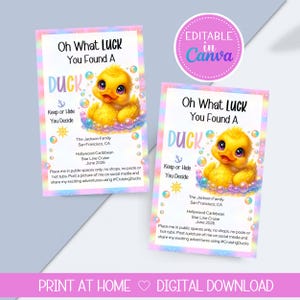 You’ve Been Ducked Cruise Tag: Editable You  Found A Duck Gift Tag