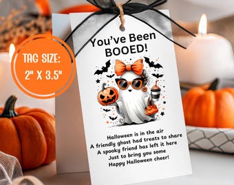 You've Been Booed Geschenkanhänger zum Ausdrucken, Halloween Geschenkanhänger für Kollegen, Nachbarn, Klassenzimmer, Boo Korb-Geschenkanhänger, Sofort Download PDF