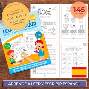 Aprender a leer y escribir en español - Libro para aprender a escribir letras, palabras y oraciones en español - para niños