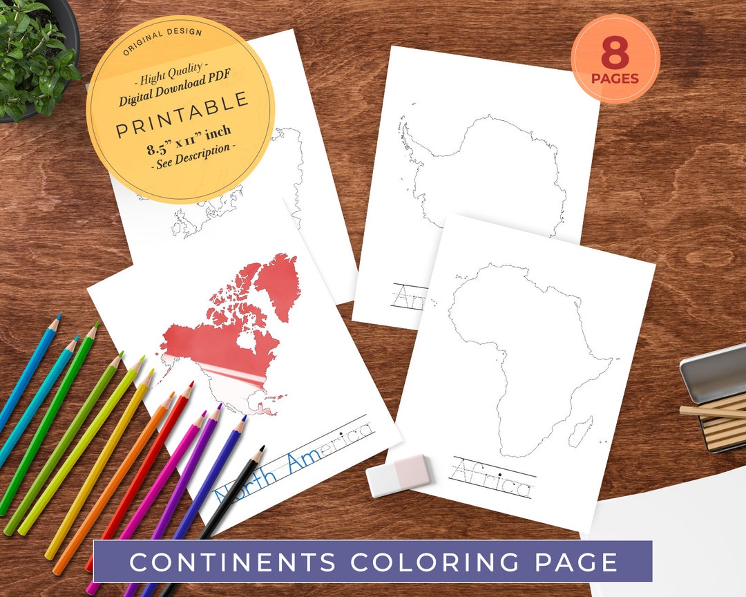 Continents Coloring Page, Map Coloring Pages, Coloring Book, World Map