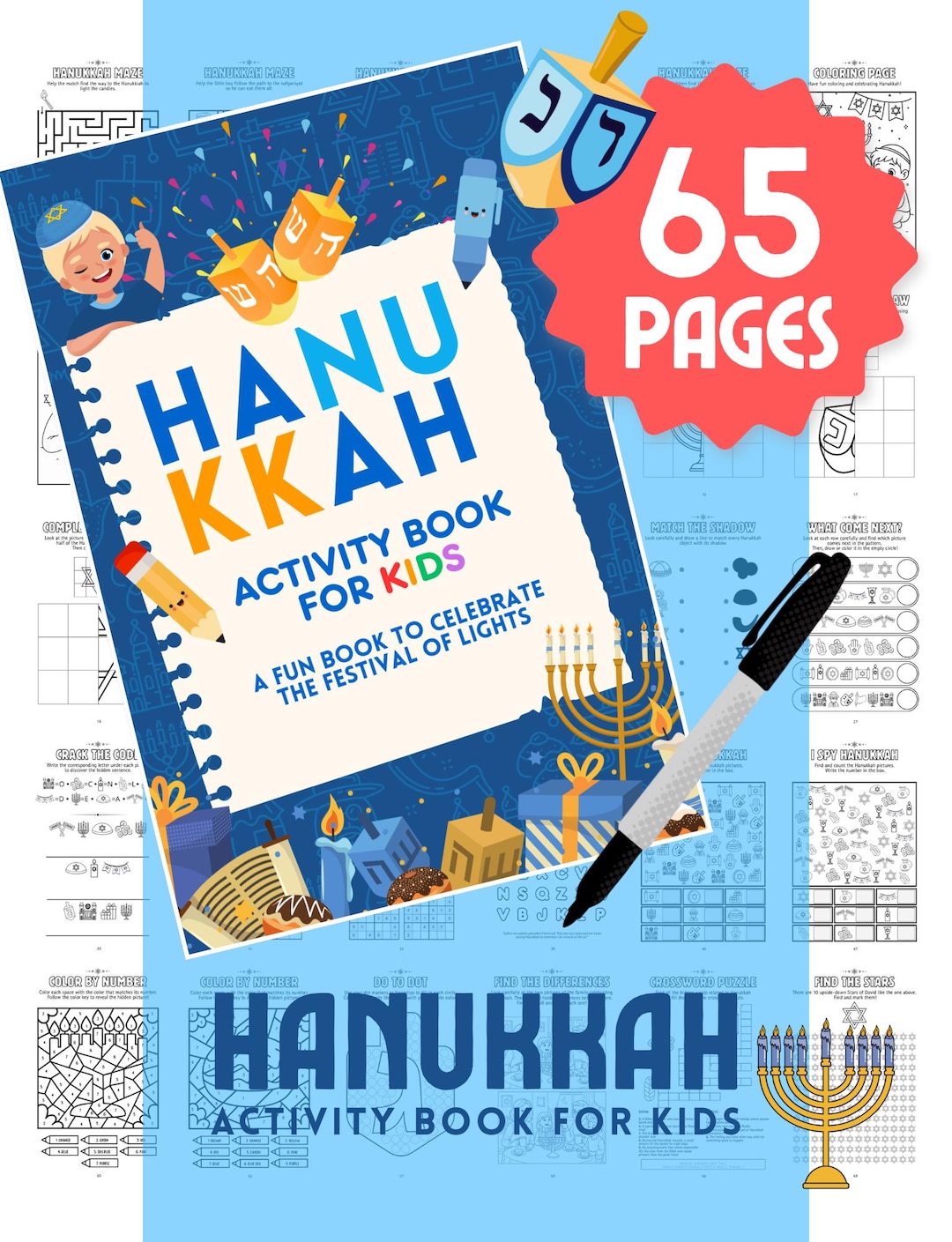 Hanukkah Activity Sheet | Hanukkah Activity Book for Kids | Hanukkah ...