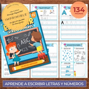 Learning to Write Letters and Numbers, Calligraphy for Children in Spanish: Calligraphy Notebook for Children 4-8 years old, Preschool Stage