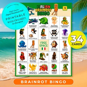 Karty do gry Brainrot Bingo, Karty do gry Bingo na imprezę, Gra planszowa Bingo, Gra na imprezę urodzinową dla dzieci, Aktywność urodzinowa, Tralalero Tralala, Wirusowe