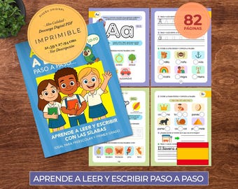 Learn to read step by step in Spanish, printable book, learn the vowels, consonants, form syllables, learn to write