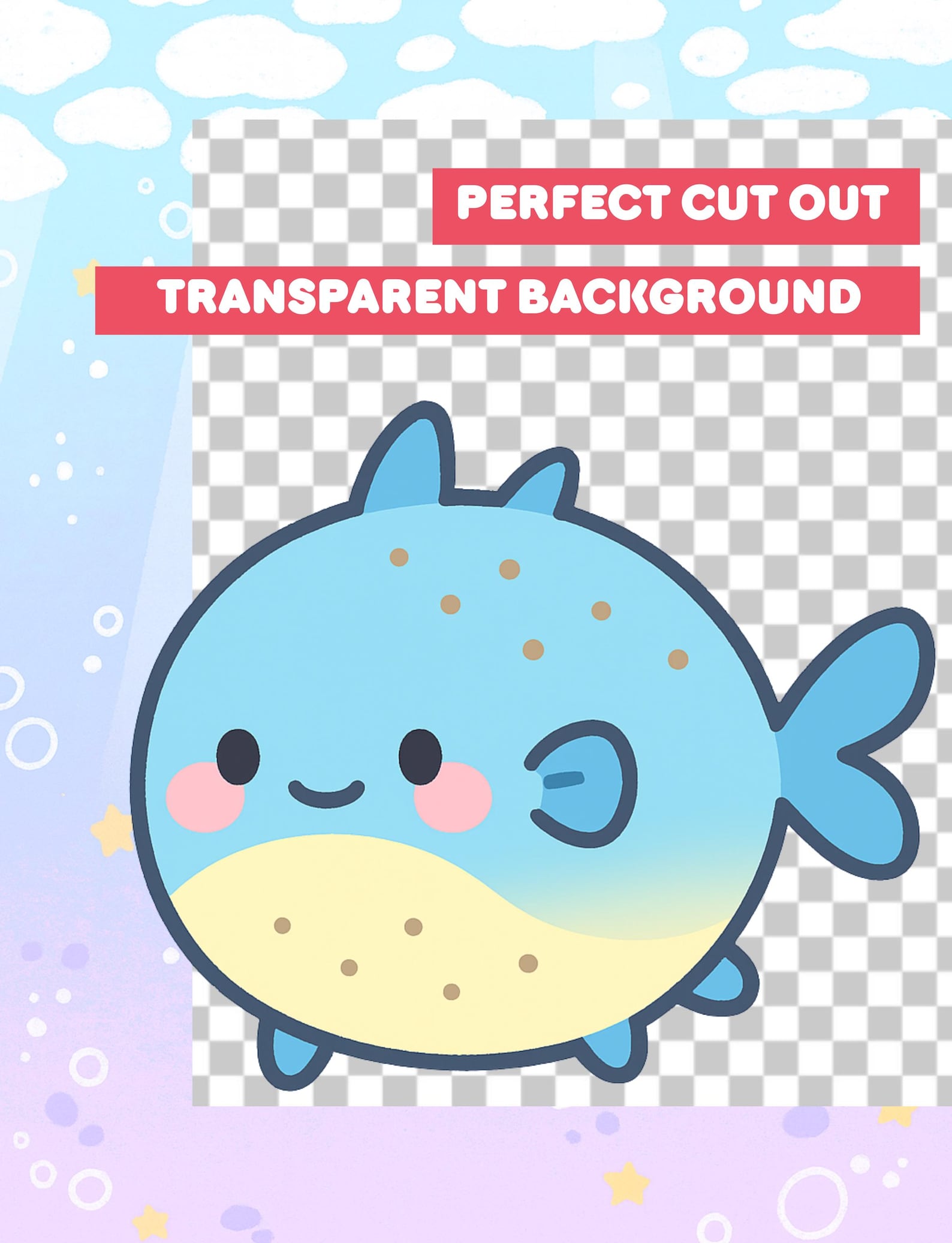Kawaii Sea Animals Clipart Set – 16 Cute Chibi Ocean Creatures PNG ...