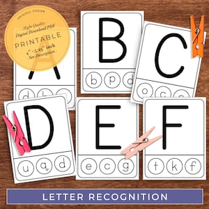 ABC Clip Cards, Letter Recognition, Letter Case Matching. Homeschool ABC, Printable A-Z Letter Matching Activity, Uppercase and Lowercase
