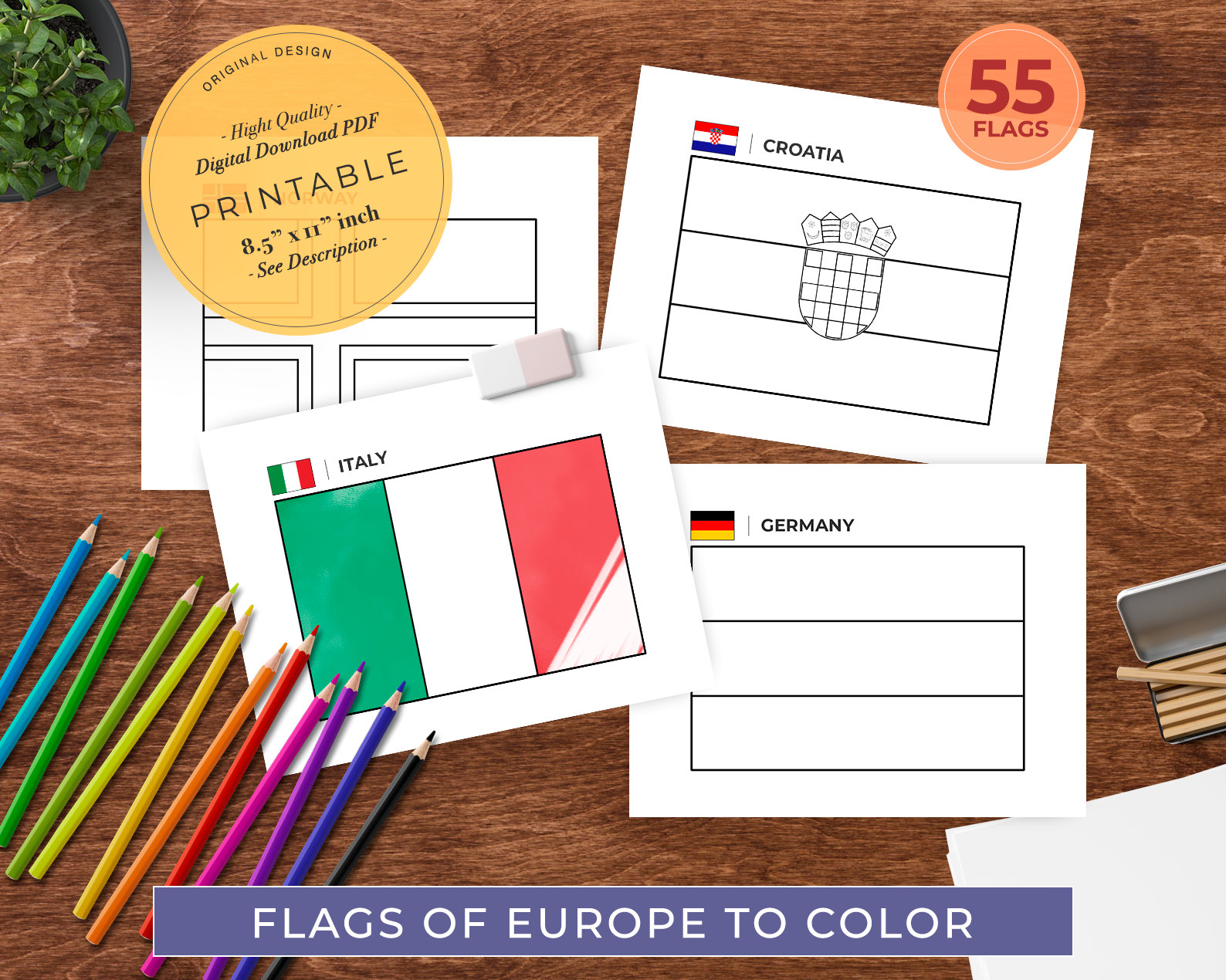 Europe Flags Coloring Pages,Flags of the Europe Continent Coloring Book Printable for Kids | Coloring Book for Toddlers