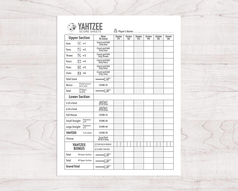 Triple Yahtzee Score Sheet Printable Large Score Card Pad Yahtzee Triple Yahtzee Score Sheet Printable Large Score Card Pad Yahtzee