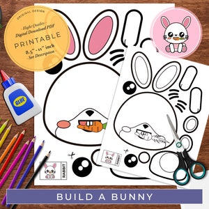 Easter Bunny Kid&#39;s Craft, Printable Easter Activity, Spring Classroom Craft, Kid&#39;s Easter Coloring Page, Build a Bunny, Cut and Paste