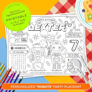 Robots Birthday Party | Robots Machine Birthday | Robots Theme Birthday Party | Party Favor | Personalized Activity Sheet | Coloring Sheet