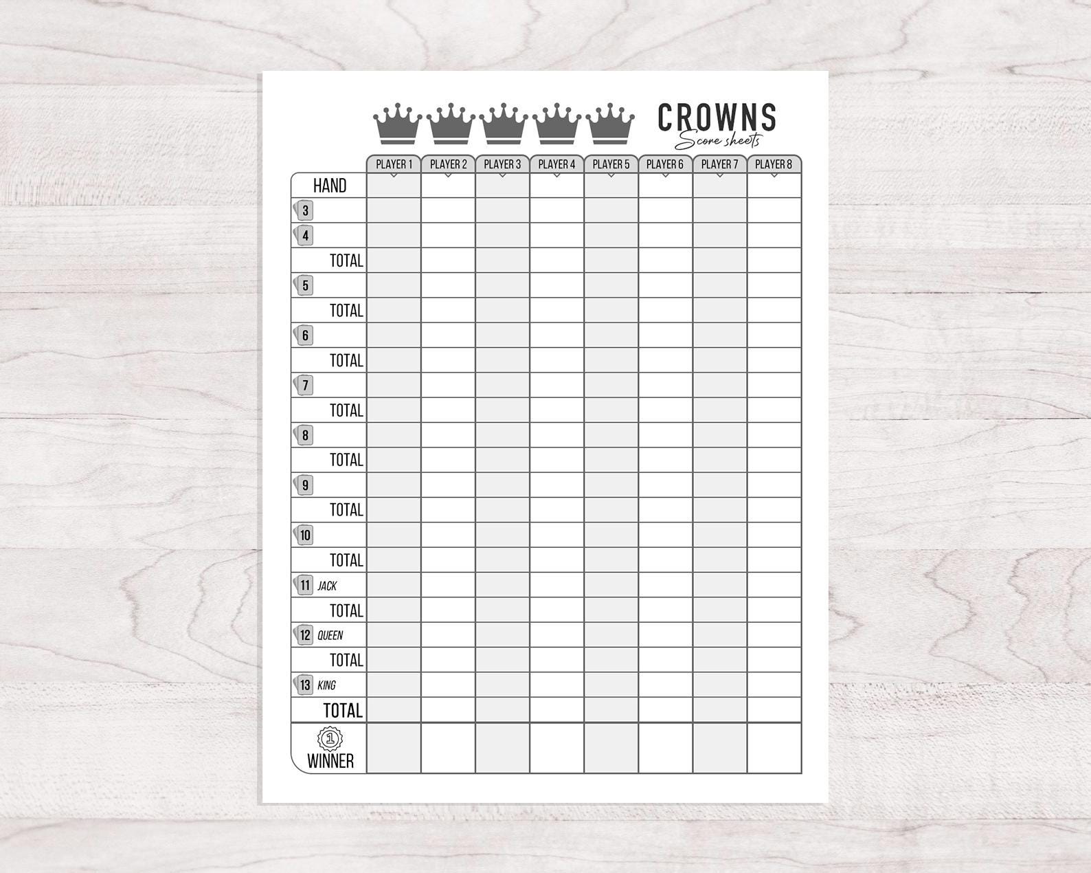 Five Crowns Score Sheet Printable - Il Fullxfull.6536493168 Bj08 