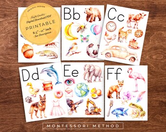Montessori Cards For Toddlers, Large Format, For the Classroom, Alphabet Posters, Preschool Printable, Alphabet Flash Cards, Homeschool