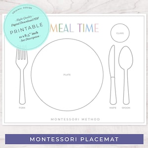 Druckbares Montessori-Tischset | Pädagogisches Tischset | Kinder Tischset | Platzset für Kleinkinder | Digitaler Download | Geschirr | Gedeck