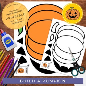 Pumpkin Printable Craft | Preschool Printable | Build a Pumpkin Fall Activity for Kids | Preschool Activity Center | Halloween Craft
