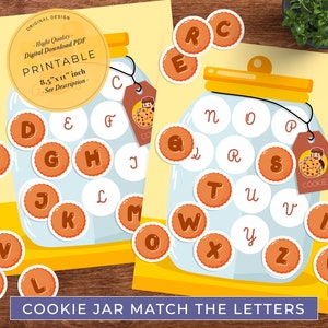 Cookie Jar Alphabet Matching Activity for Kids, Letter Recognition, Pre-k Learning, Homeschool Curriculum, Learning Binder