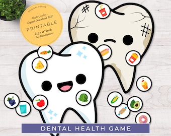 Dental Health Game Printable PDF, Preschool Toddler Tooth Activity printable, Dental Tooth Education, Tooth Games, Dental Kids Play