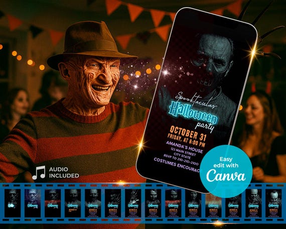HALLOWEEN Party Video Invitation, Halloween invitation, Halloween invite, horror movies, films, Video Editable, halloween video invitation