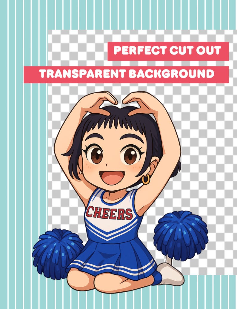 K-pop Huntrix Cheerleader Clipart Set – 15 Chibi Girls PNG | Cute Anime ...