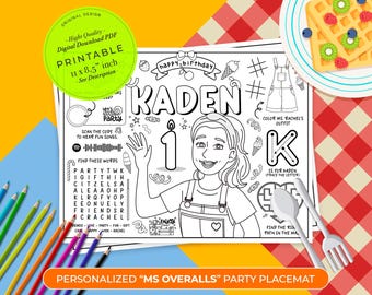 Ice Cream Birthday Party Coloring Placemat, Printable Ice Cream Truck Page, Candy Color Activity Sheet, Personalized Party Favor | for kids