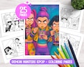 Demon Hunters kpop Coloring Pages | 25 K-pop coloring book for kids | Demon Hunters Characters | coloring sheets kids | Digital Download