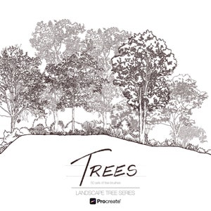 50 Trees Drawing Stamp Brush Set for Procreate : Landscape Tree Series