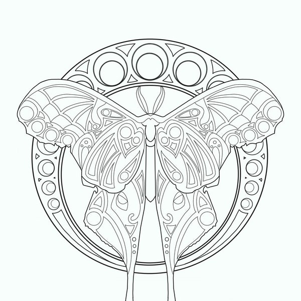 Art Nouveau Moth coloring page