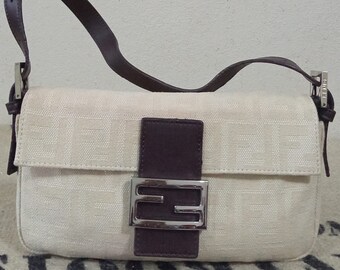 FENDI Zucca Baguette Shoulder Bag In Cream 210224