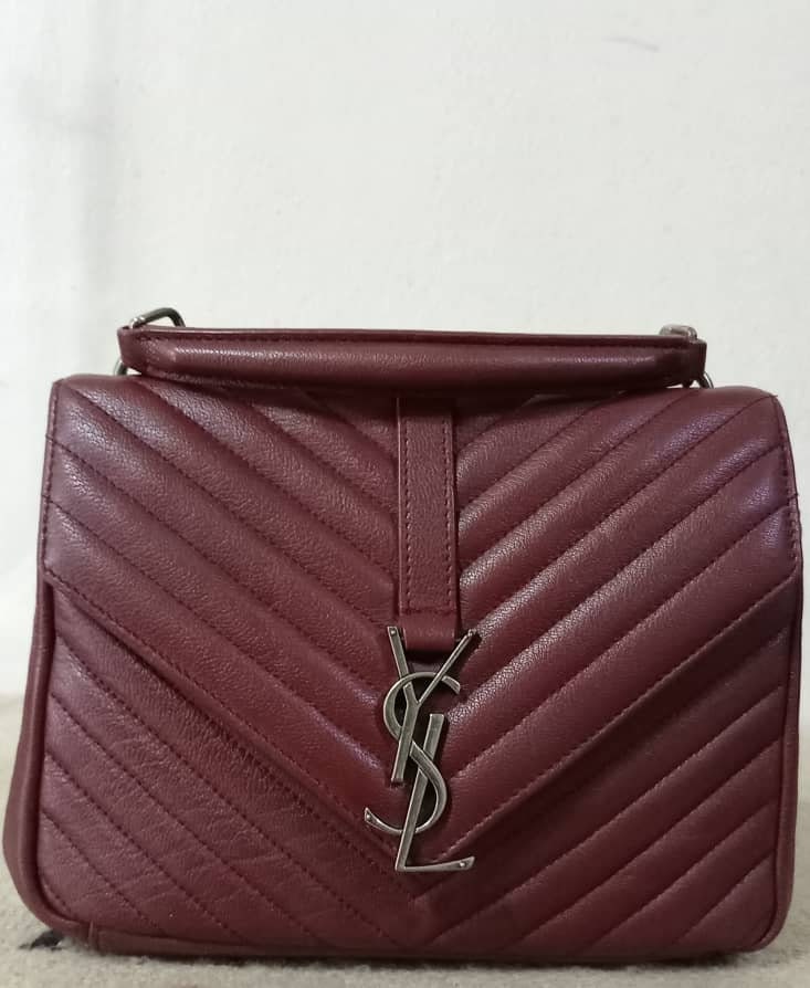 YSL Yves Saint Laurent Black Heart Bag Handbag/ chain purse- leather