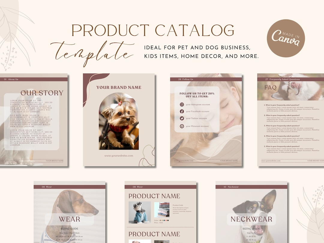 Pet Product Catalog Template Etsy