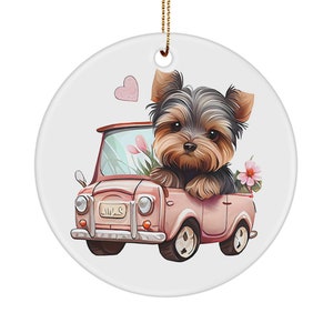 Puppy rijdende auto ornament, hondenliefhebbers verjaardag kerst Valentijnsdag cadeaus voor vriendin vriendje man vrouw