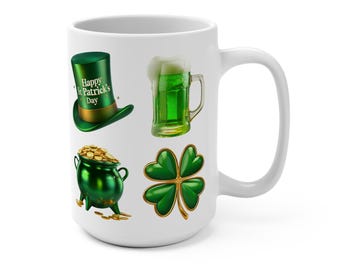 Gnome St Patrick's Day Mug, Lucky Charm Coffee Cup, Irish Festival Tea Mug, Shamrock Drinkware, Green Leprechaun Ceramic Mug