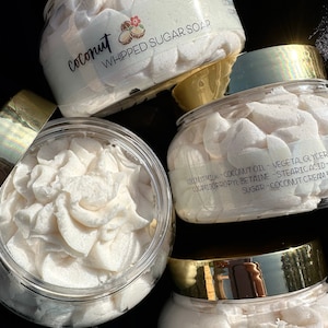 Whipped Soap/Coconut Whipped Sugar Soap/Whipped Sugar Soap/Foaming Soap/Scrub Soap/Bath and Beauty Gift idea for her/Moisturizing Soap