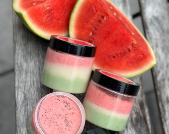 Watermelon Sugar Scrub, Hydrating Body Exfoliator, Glow Skin Scrub, Summer Body Care, Handmade Sugar Scrub, Moisturizing Scrub, 6oz