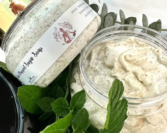 Whipped Soap Peppermint Eucalyptus/Sugar Scrub/Peppermint Eucalyptus Whipped Soap/Exfoliating Sugar Scrub/Whipped Sugar Scrub Soap/Gift Idea
