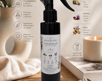 Palo Santo  Sandalwood Room Spray | Natural Home Fragrance | Freshen Any Space | Handmade Air Freshener | Floral & Woodsy Scent