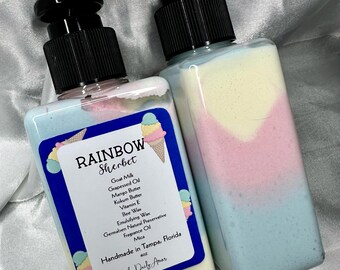 Rainbow Sherbet Goat Milk Body Lotion/Body Lotion/Mango Butter Body Lotion/Kokum Bod Lotion/Moisturizing Body Lotion/WaterBased Body Lotion