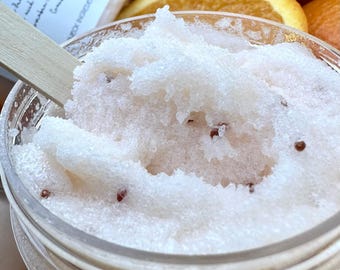 Refreshing Orange Sugar Scrub/Body Sugar Scrub/Non Greasy Silky Smooth Finish/Polishing & Hydrating/Exfoliating and Moisturizing/Sugar scrub