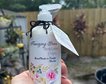 Rosemary Mint Body Lotion / Natural Moisturizer with Avocado Oil, Grapeseed / Amazing Grace Scent /Handmade Skincare