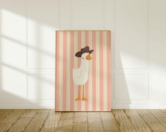 Silly Goose Wall Art | Pink Nursery Decor | Cowboy Hat Goose | Nursery Wall Decor | Printable Wall Art | Children's Room | Instant Download