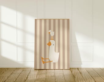 Silly Goose Wall Art | Beige Nursery Decor | Mama and Baby Goose | Nursery Decor | Printable Wall Art | Children's Room | Instant Download